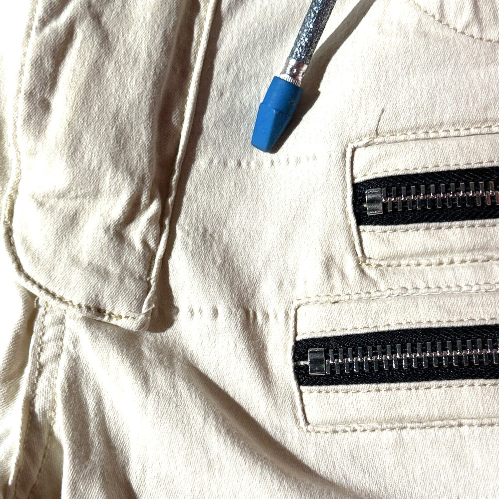 Balmain Cream Slim Straight Cargo Jeans with Black Zippers - Picture 14 of 15